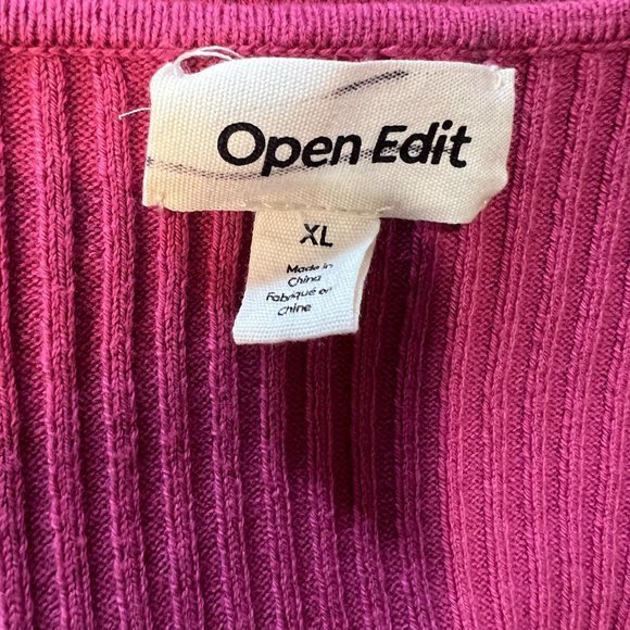 NWOT OPEN EDIT Rib Scoop Neck Sweater in Pink‎ Malaga (XL) - Picture 5 of 7